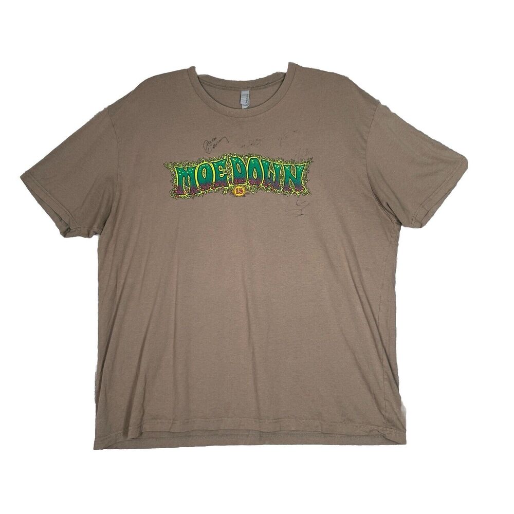 MoeDown Shirt Mens XXL Gray Graphic T-Shirt Signed Casual Music Rock Concert Tee